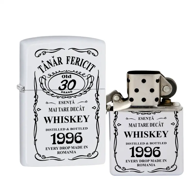Tanar fericit 30, bricheta metalica gravata laser cu mesaj